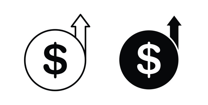 Cost increase icon linear pack. Editable solid icons