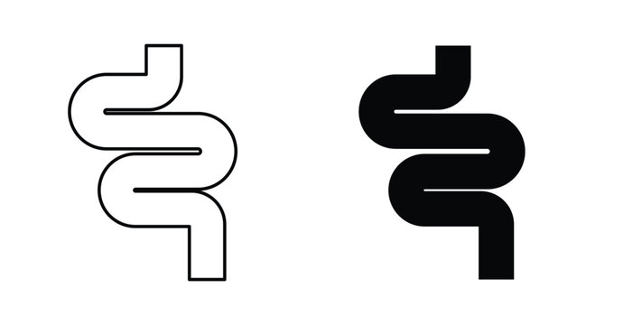 Gut constipation icon linear pack. Editable solid icons