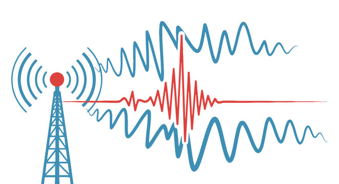 Cell Tower Signal Waves Broadcasting.