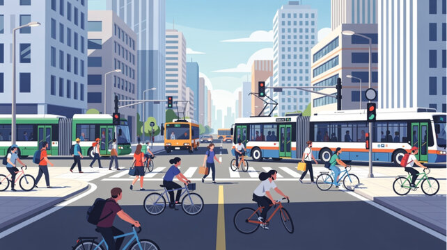 People riding bicycles on city road.