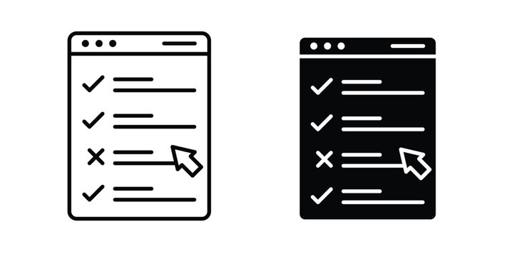 Online exam test icon linear pack. Editable solid icons