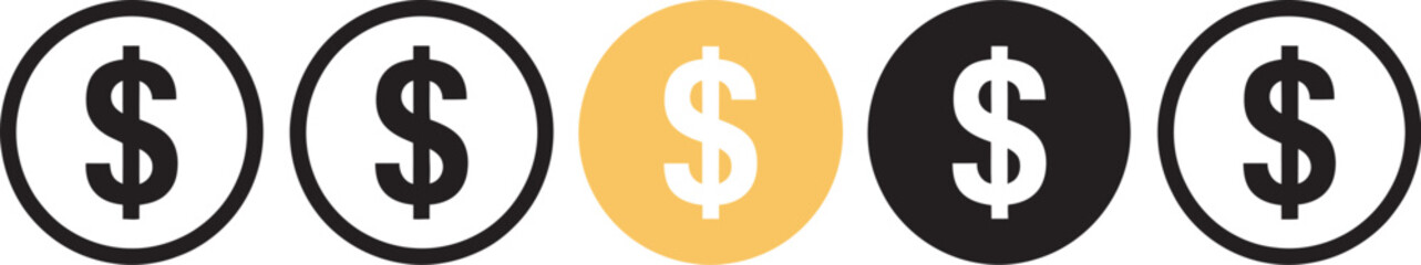 Fototapeta premium Dollar sign USD vector icon US dollar symbol money coin isolated illustration for finance banking currency exchange and economic design projects.