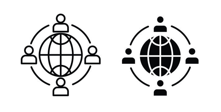 Outsourcing icon linear pack. Editable solid icons