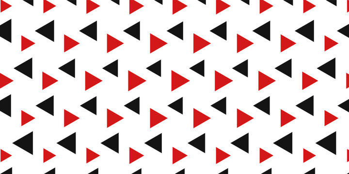 Simple abstract seamless pattern with stripes, triangles and dots. Holiday theme in red for wrapping paper. Background for children's holiday or christmas party decoration, wrapping paper, wallpaper,