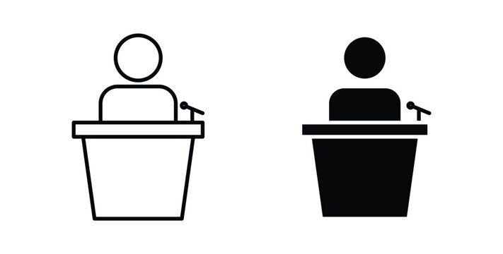 Public speaker icon linear pack. Editable solid icons