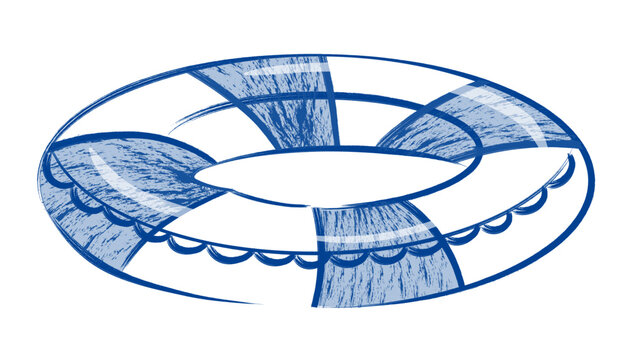 Inflatable circle. Swim ring, water donut, floatie, rubber ring. Vector stock illustration. Isolated on a white background.