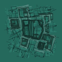 Abstract image for printing. Picture for modern interiors. The picture is painted by hand on a tablet. © neurostructure
