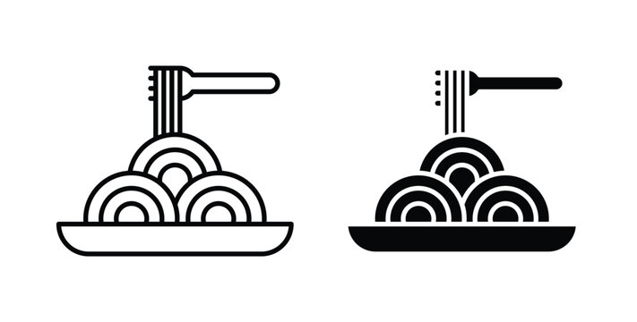 Spaghetti icon linear pack. Editable solid icons