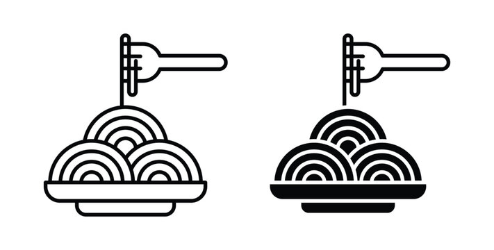 Spaghetti icon linear pack. Editable solid icons