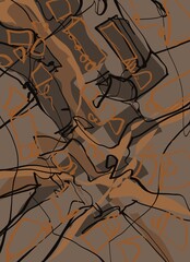 Abstract image for printing. Picture for modern interiors. The picture is painted by hand on a tablet. © neurostructure
