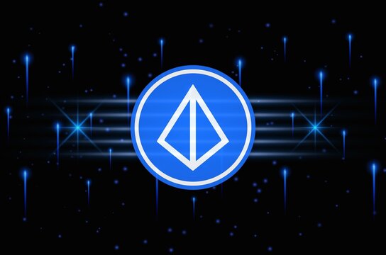loopring-lrc cryptocurrency logos on digital background. 3d illustrations.