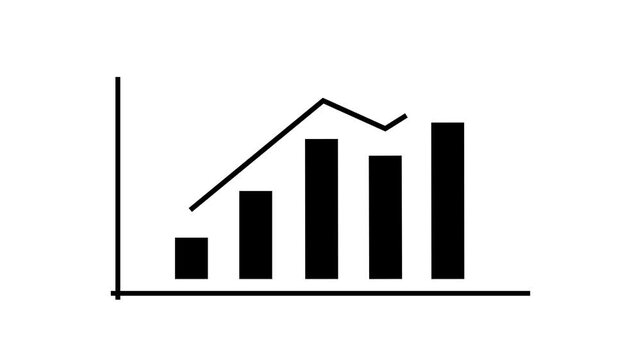 Motion animation footage displays a growth statistical curve with increasing column lengths and upward arrows. Business Infographic Animation displays a rising bar graph