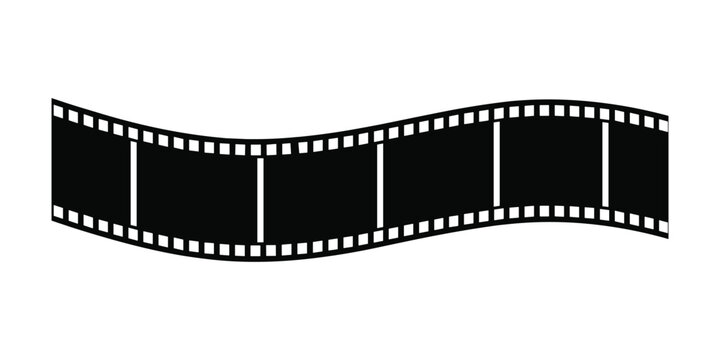 Black strip with white sprocket holes on white background black white background cinematic reel