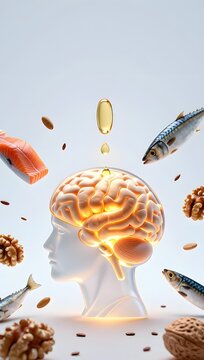 Omega 3 DHA Brain Development Medical Concept Illustration