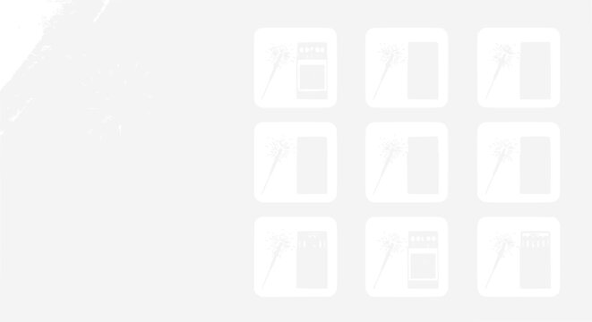Sewing icons grid, needle and thread, crafting supplies, DIY, monochrome background.