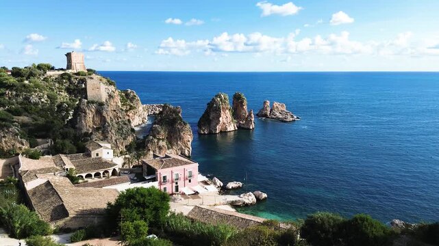 beautiful nature of Scopello cliffs, Sicily Island, Italy