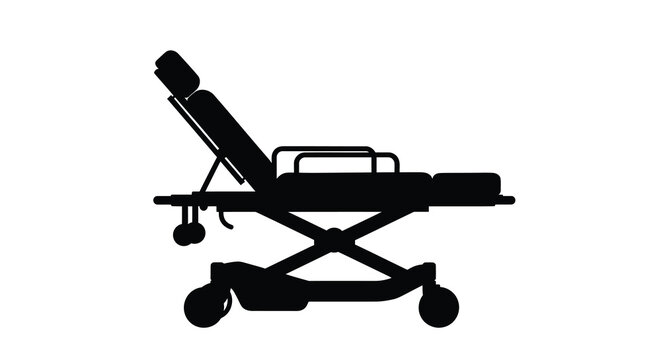 Hospital stretcher silhouette on white background high quality