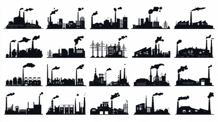Industrial factory buildings with smokestacks. © Celeng