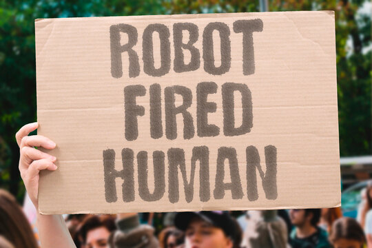 "Robot Fired Human" Employers systematically terminate human staff once automation systems reach sufficient operational capacity. EMPLOYERS. TERMINATE. AUTOMATION. SUFFICIENT. OPERATIONAL.