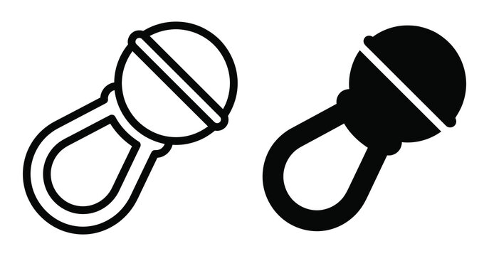 Black and white baby pacifier icons