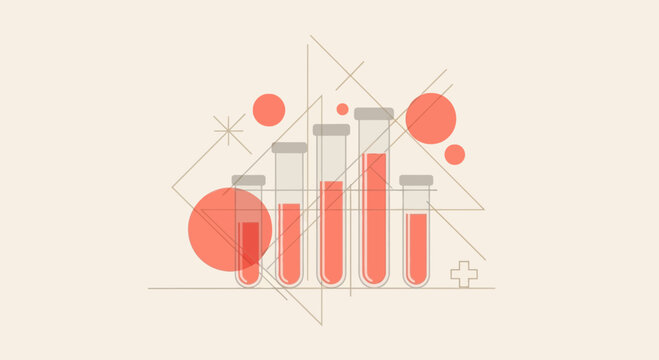 Abstract Laboratory Illustration Depicting Scientific Research and Quantitative Analysis, Minimalist