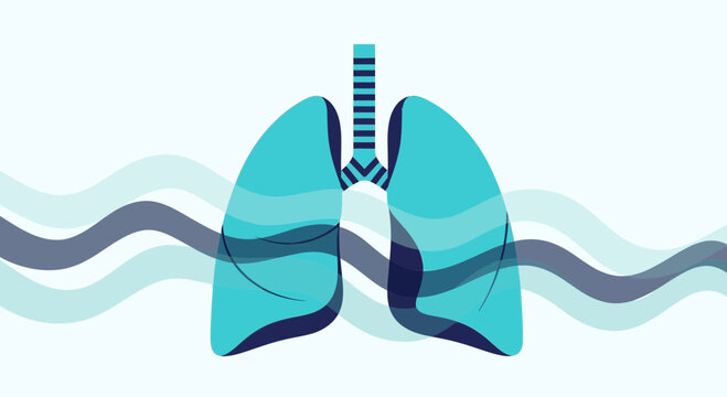 Abstract Medical Illustration Featuring Pulmonary System Anatomy and Respiratory Health