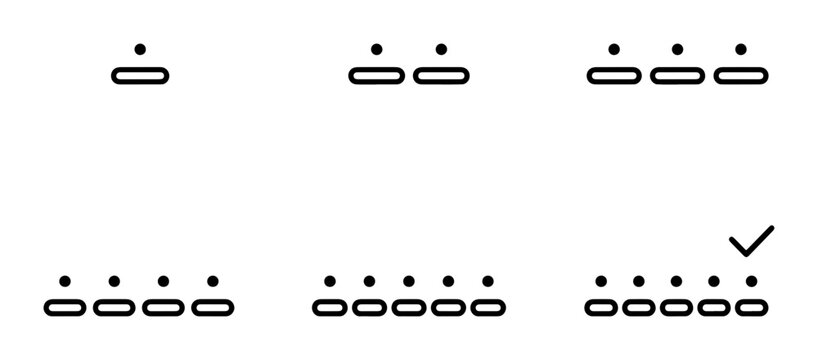 Minimalist user capacity icons, black line vector set of group size indicators, people count symbols for interface design and web navigation