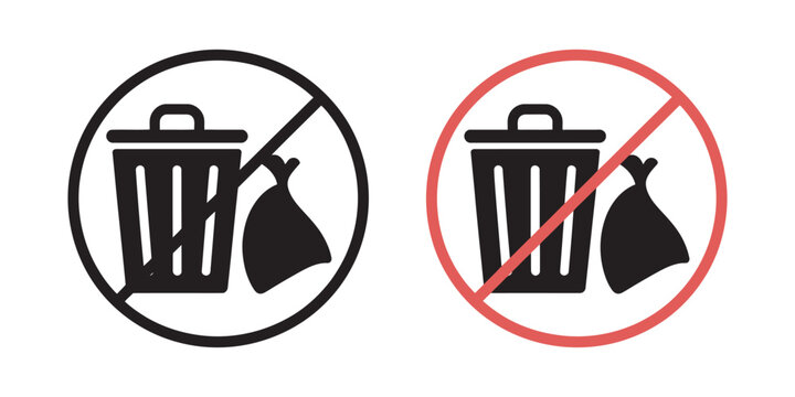 No Garbage Sign Vector Illustration EPS10, Waste Disposal Prohibition Symbo