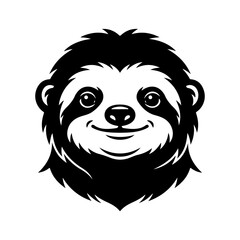 Fototapeta premium Adorable and friendly sloth head vector illustration, rendered in a crisp, minimalist black icon style, ideal for charming branding and cheerful graphic design projects