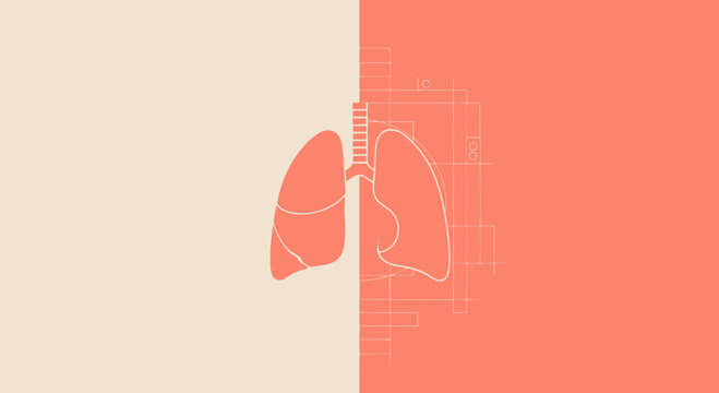 Abstract Respiratory System Design in Dual Tones With Minimalist and Scientific Visualization