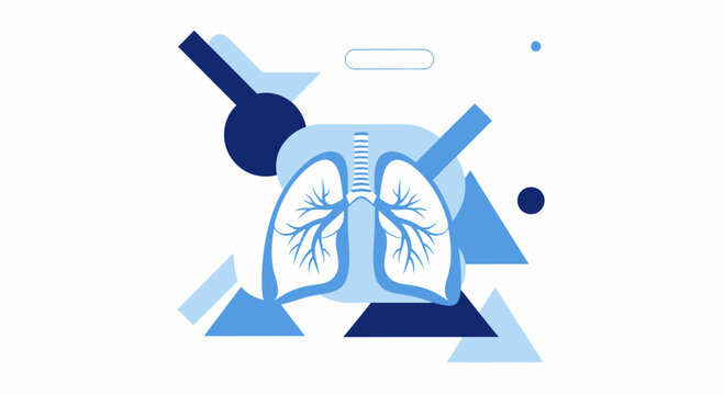 Abstract Respiratory System Illustration Combining Lungs And Geometric Shapes For Healthcare