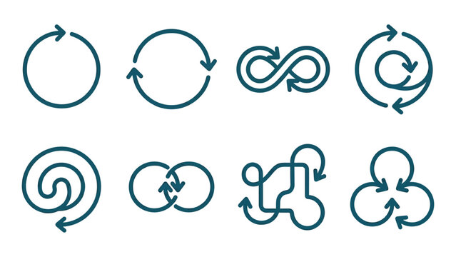 Collection of various circular arrow icons.