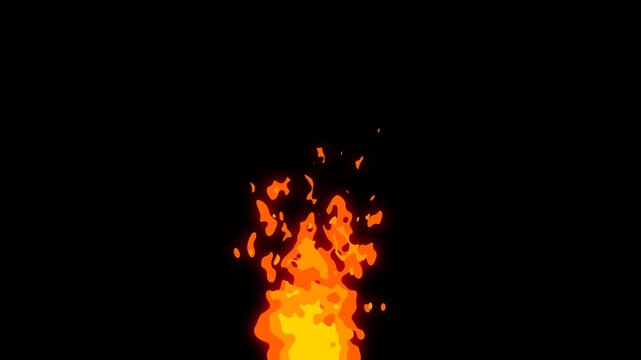 Fire cartoon smoke and burn reveal glow effect 2D animation with alpha channel