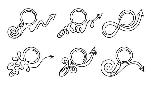 continuous line art Collection of decorative arrow line icons.