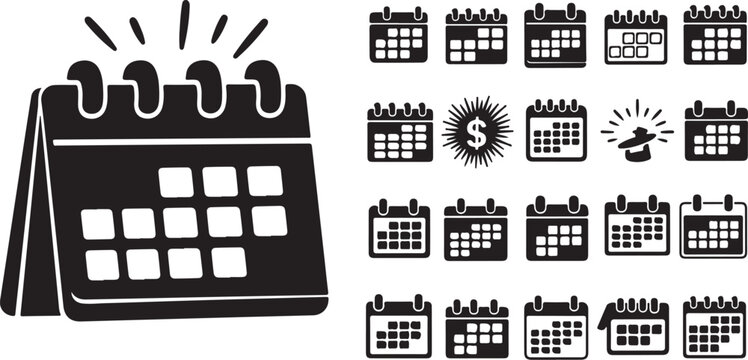 Calendar icons set: daily planner schedule date time event