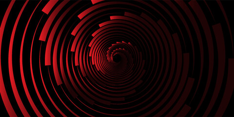 Fototapeta premium Red abstract background. Spiral logo icon or design element. Black dots on a white background