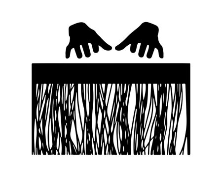 Silhouette of Hands Over Paper Shredder Illustrating Data Security