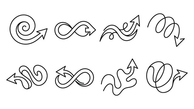 continuous line drawing A collection of hand-drawn infinity arrows.