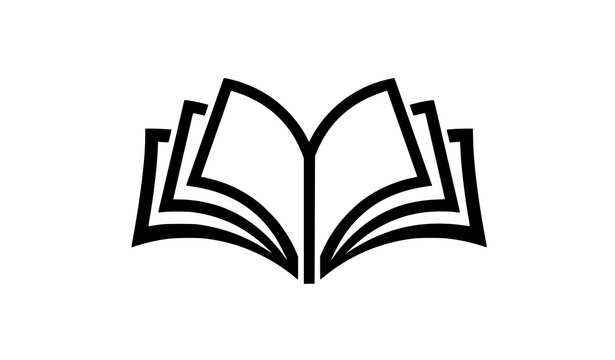 Abstract open book logo minimalist education vector illustration isolated on white background