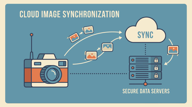 Cloud image synchronization technology concept.