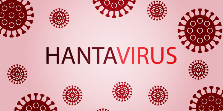 Hantavirus sobre fondo rosado con texto central