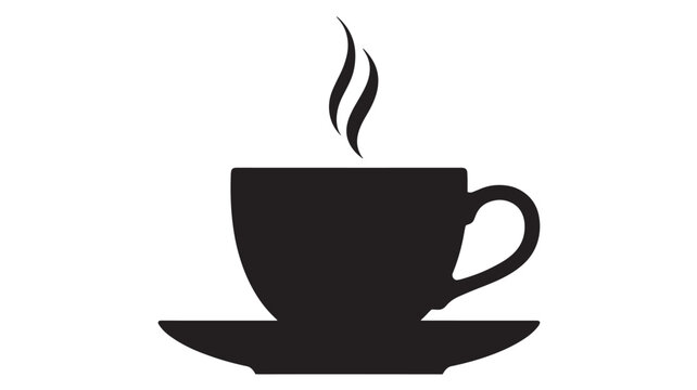 Steaming Coffee Cup Silhouette On White Background For Beverage Concepts