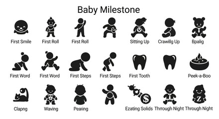 Obraz premium Baby Milestone Icons Collection Set