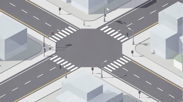 Intersection with Crosswalks and Roads.