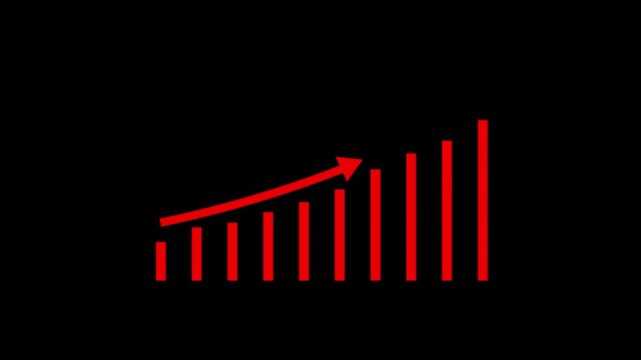 business graph with up arrow. Arrow rising on graph sale symbols. Graph chart showing increase in marketing sales profit icon