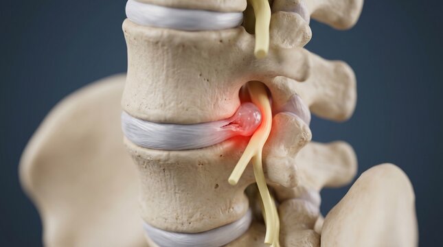 Spinal disc herniation medical illustration
