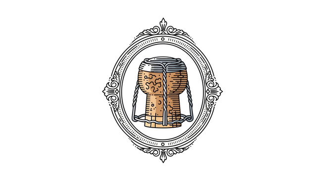 Vintage style engraving of a traditional wooden drum inside an ornate decorative frame. EPS Editable. Vector Illustrations.
