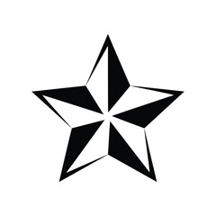 Obraz premium Five-pointed star with a split black and white geometric featuring sharp edges and a clean silhouette, isolated on a white background, for use in, awards, ratings, and