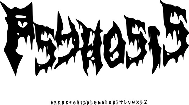 Psychosis Melting Horror Font Alphabet &ndash; Dripping Creepy Display Typeface with Dark Slasher Style for Halloween Posters, Horror Branding, Metal Logos & Scary Typography Design