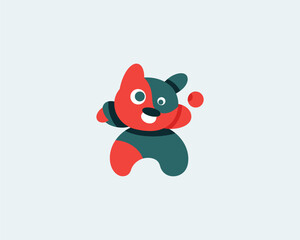 Fototapeta premium Playful Cartoon Character Dancing in a Cheerful Environment - Fun Digital Illustration